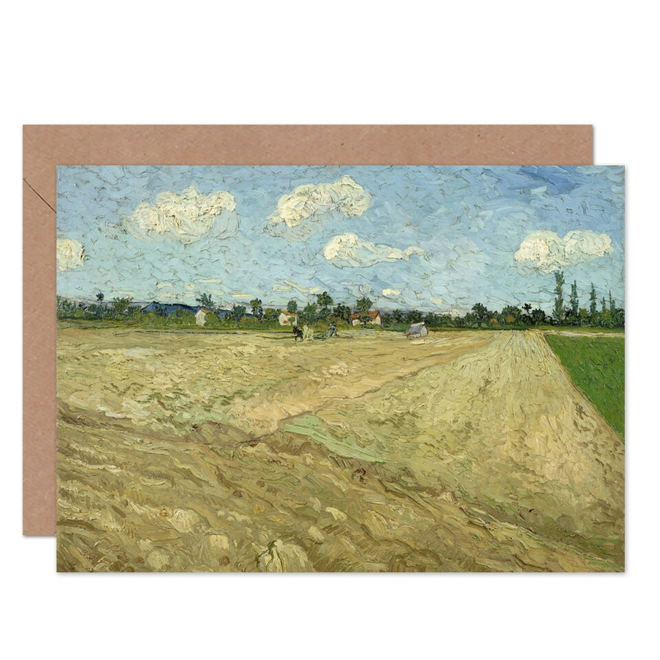 image 1 of Vincent Van Gogh Ploughed Fields Furrows Art Card