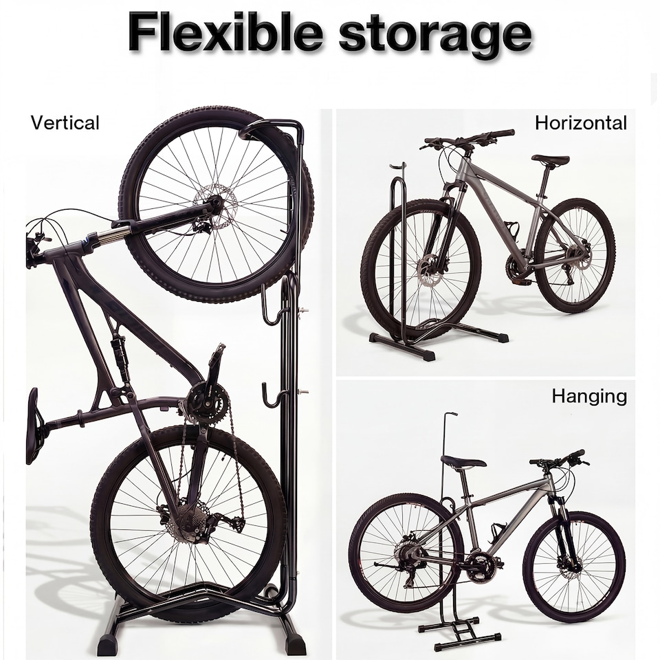 image 1 of MONVELO Bike Rack Floor Stand Bicycle Parking Freestanding Storage Outdoor Black
