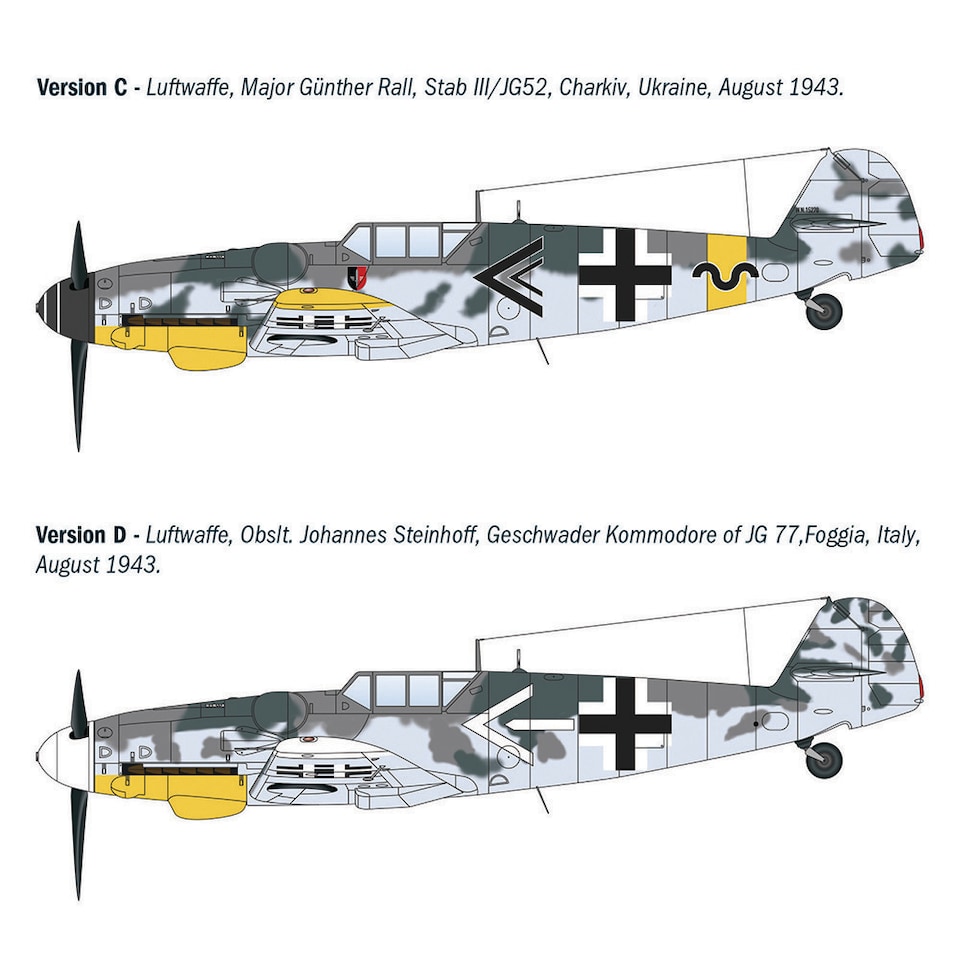 image 1 of Italeri Messerschmitt Bf 109 G-6 WWII Aces Military Aircraft Model Kit Scale 1-72