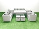 image 1 of Fimous Rattan Garden Furniture Set Outdoor 8 Seater Patio Dinin g Sofa Sets with Dining Table 2 Chairs 2 Small Footstools Light Grey Mixed