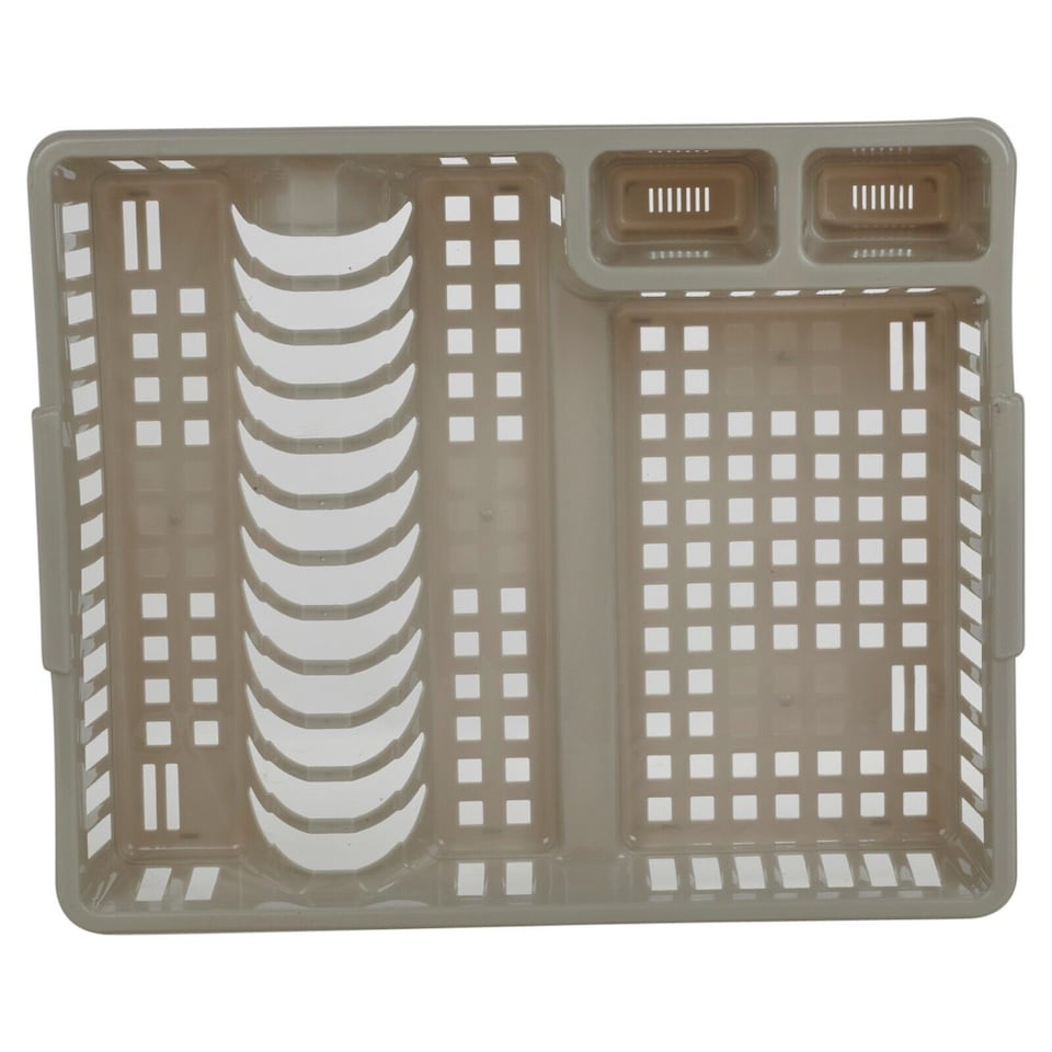 image 1 of Large Plastic Dish Drainer with Cutlery Rack Kitchen | Grey | 1