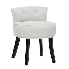 Living and Home Velvet Soft Seat Low Back Vanity Stool - Grey White