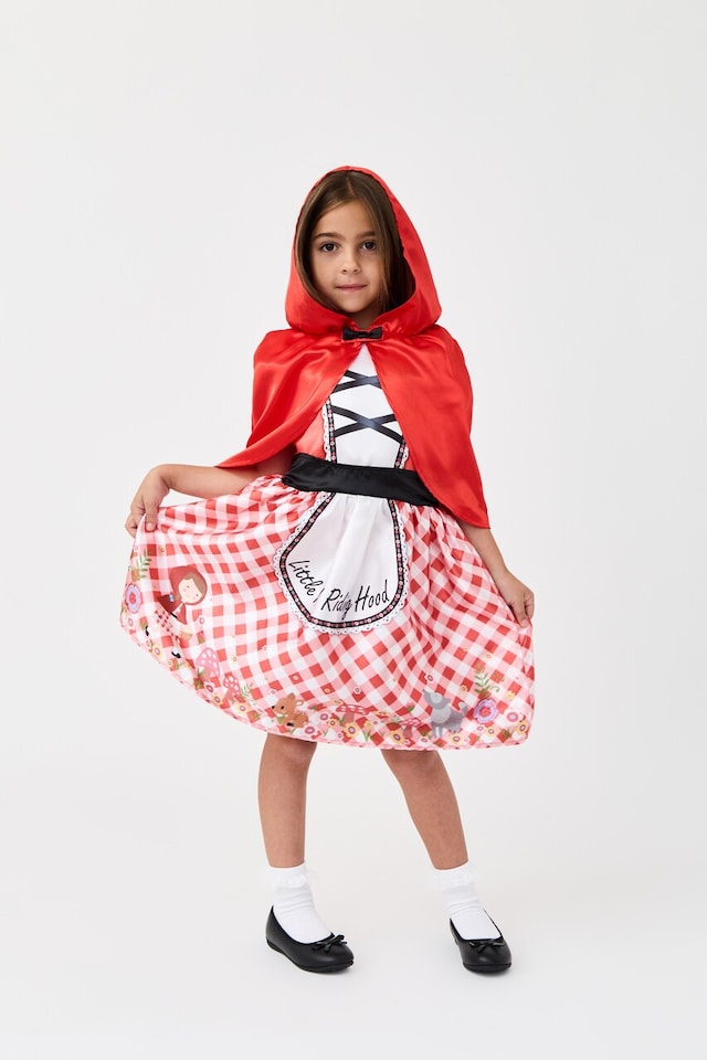 image 1 of Girls Little Red Riding Hood Costume with Cape, World Book Day, Birthday, Halloween, Xmas, Fancy Dress, Role Play Outfit, Ages 3-10 Years, Red | Red | Red | 4-6 years
