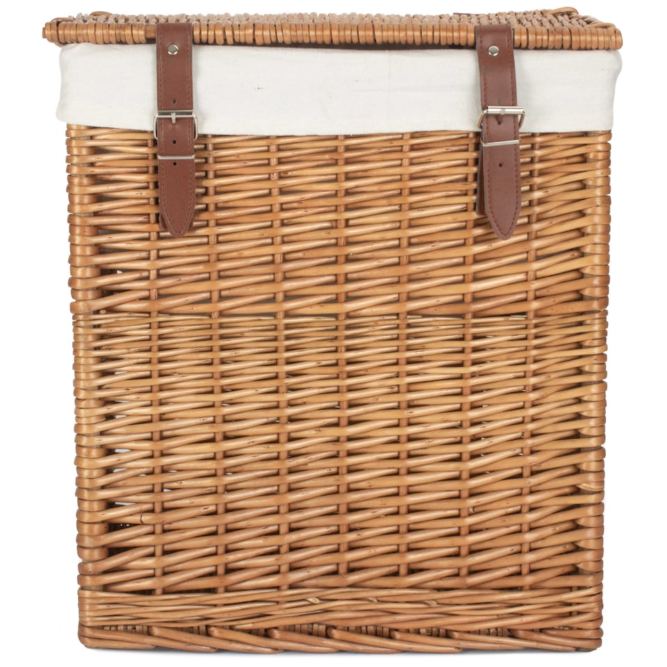 image 1 of Small Boutique Double Steamed Wash Storage Laundry Basket With Lining | Brown | Brown