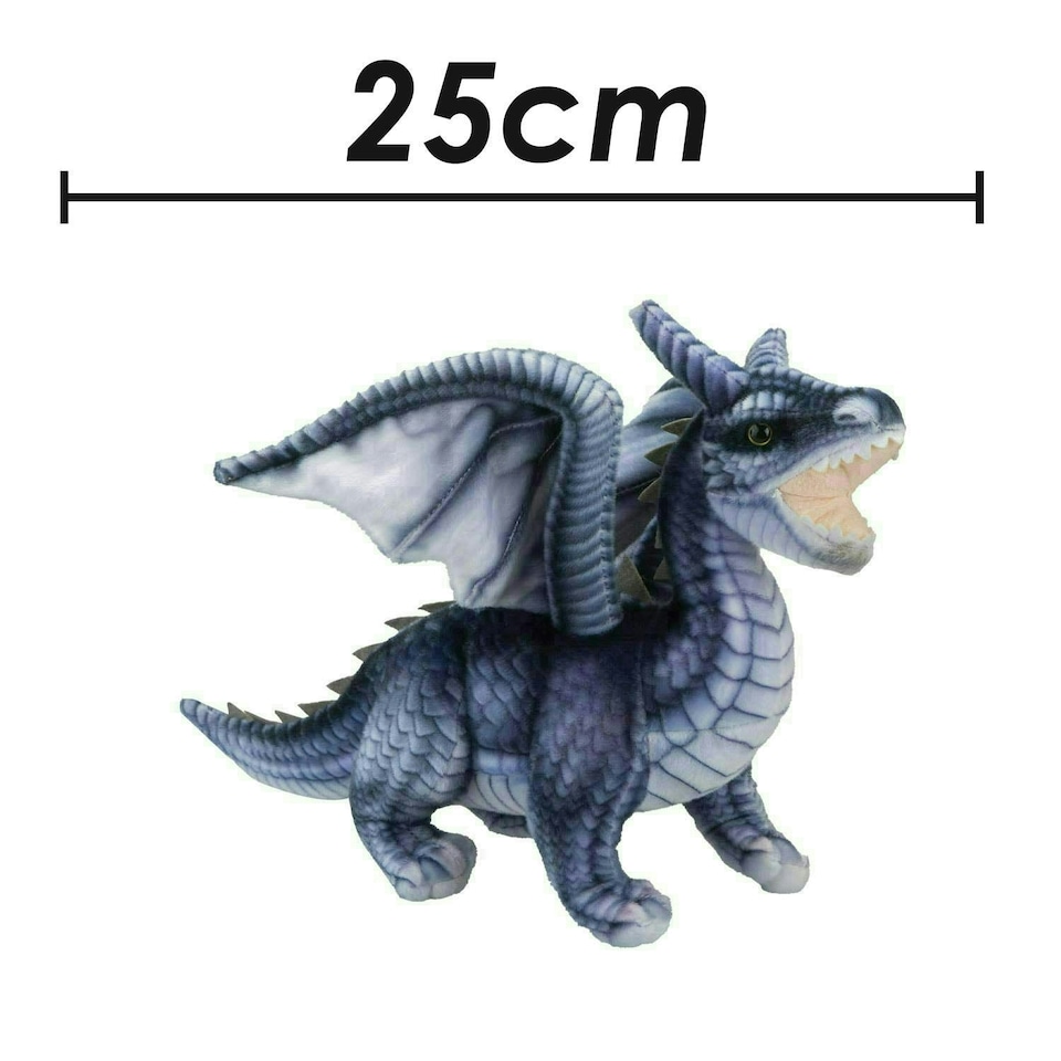 image 1 of Dragon Grey Soft Toy Realistic Looking Dragon Plushe Cuddly Fantasy 25cm Grey