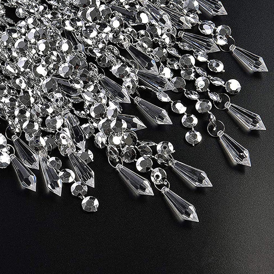 image 1 of CGC LIZA Large Crystal & Chrome Ceiling Pendant Shade | Silver | Silver | Large