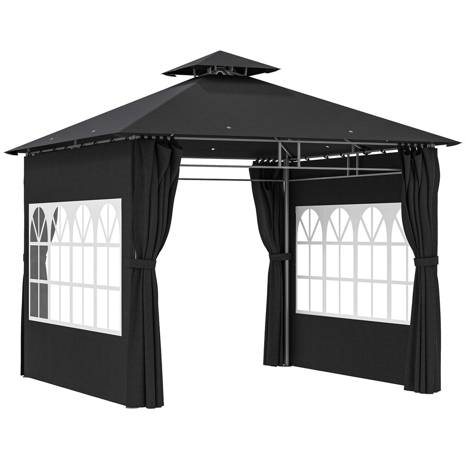 image 1 of Outsunny 3 x 3 m Garden Gazebo, Outdoor Gazebo Canopy Shelter, Black