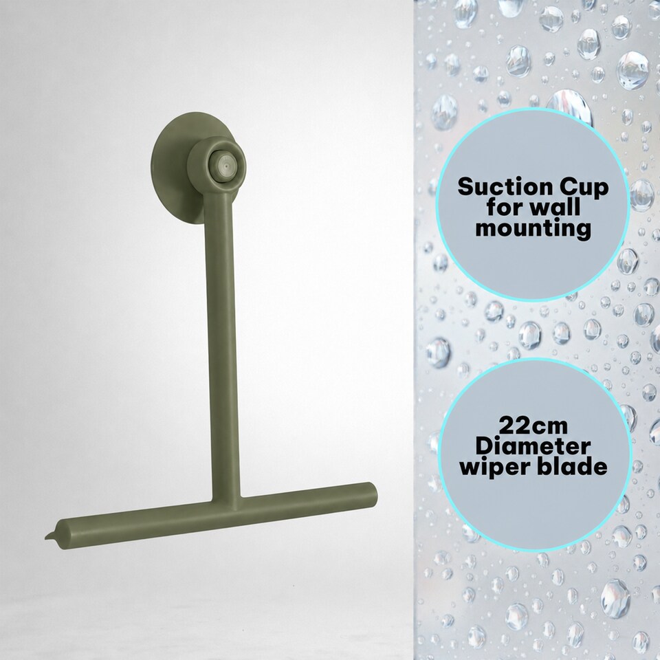 image 1 of Showerdrape Rocco Olive Green Bathroom Shower Squeegee