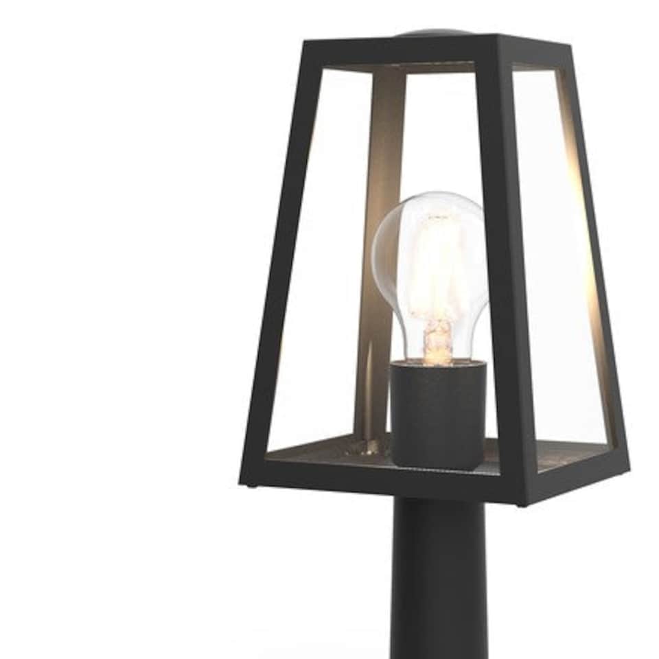image 1 of CGC Lighting Louie Black Modern Outdoor Short Post Lantern | Black | Black | Width: 14 cm, Length: 12 cm, Height: 33.8 cm, Base: 11 cm