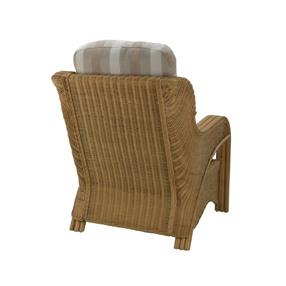 image 1 of Desser Oslo Light Oak Rattan 2 Seater Sofa Set in Duke Beige Stripe - Conservatory Sofa Suite