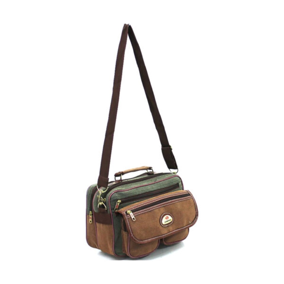 image 1 of Men Pu Leather 31x 23 x 20 Cabin Approved Messenger Travel Bag - 14L