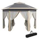 image 9 of Outsunny 3x4m Hexagon Gazebo w/ Mesh Curtains Outdoor Garden, Khaki