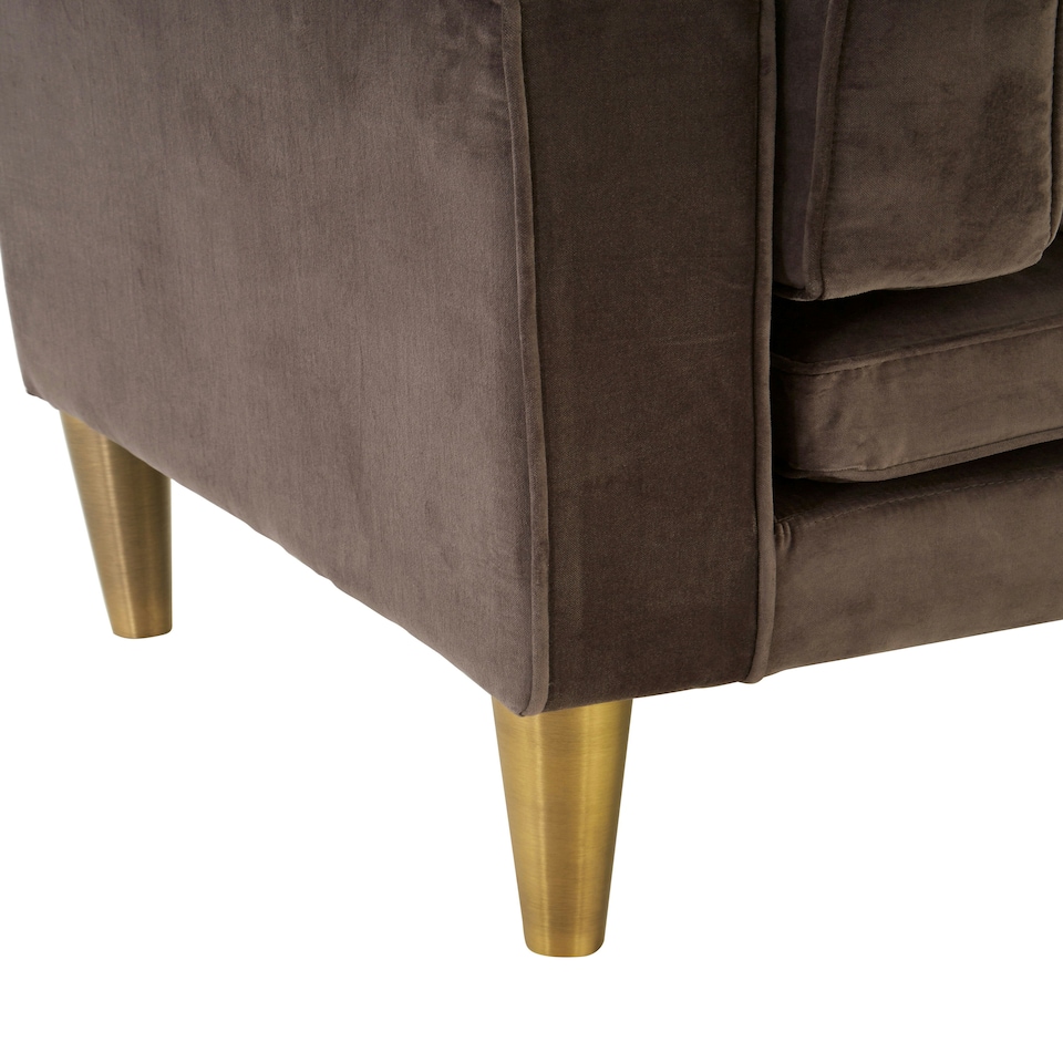 image 1 of Interiors by Premier Grey Velvet and Left Arm Chaise Longue, Comfortable Upholstered Arm Chaise Lounge for Home, Office