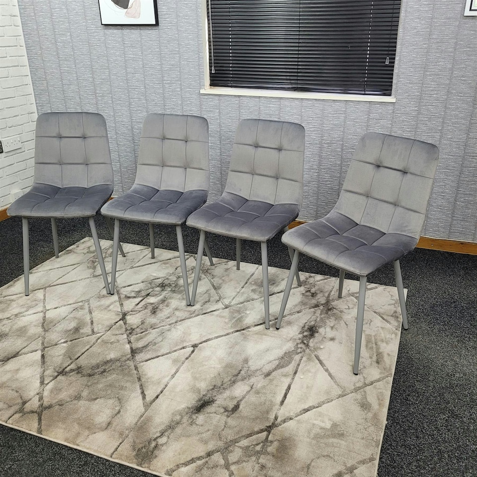 image 1 of Dining Chairs Set of 4 Grey Velvet Kitchen Chairs | Grey