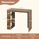 image 2 of COSTWAY Computer Desk Wooden Writing Desk w/Bookshelf Brown