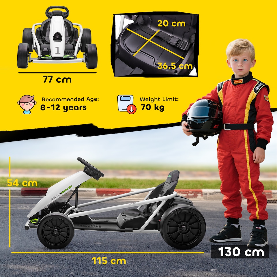 image 1 of HOMCOM 24V Electric Go Kart for Kids with Music, Horn Honking, Slow Start