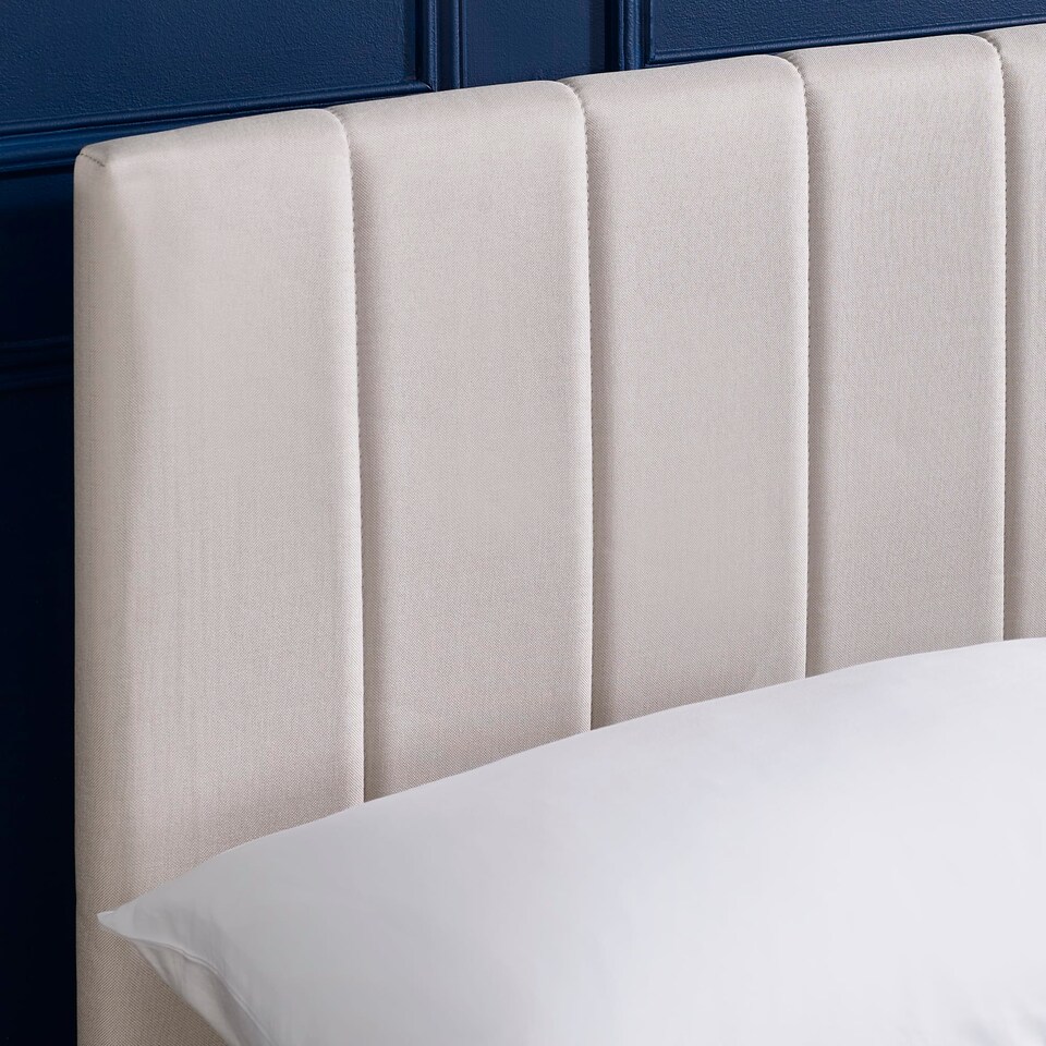 image 1 of Hazel Oatmeal Linen Upholstered Bed Frame -  Small Double (120cm)