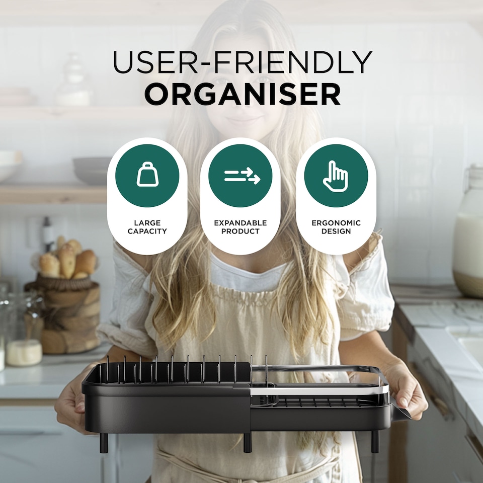 image 1 of DMD Expandable Dish Rack with Removable Cutlery Holder