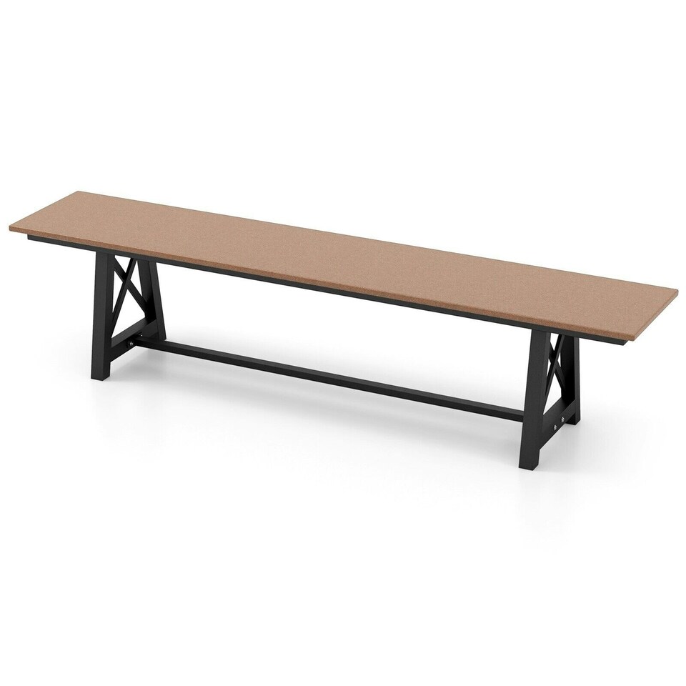 image 1 of COSTWAY Patio 183cm Extra Long Bench Outdoor Backless Bench Brown