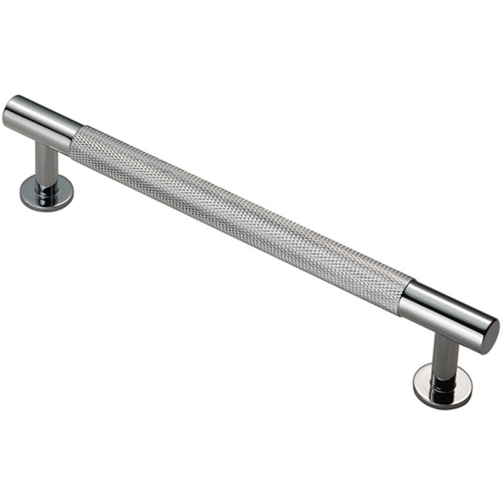 Loops Knurled Bar Door Pull Handle 190 x 13mm 160mm Fixing Centres Chrome