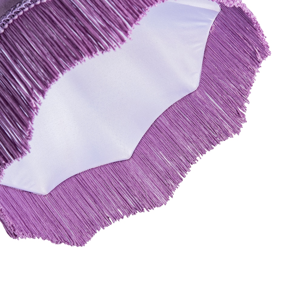 image 1 of Traditional Victorian Empire Lampshade in Soft Lilac Velvet with Tassels | Purple | 12"