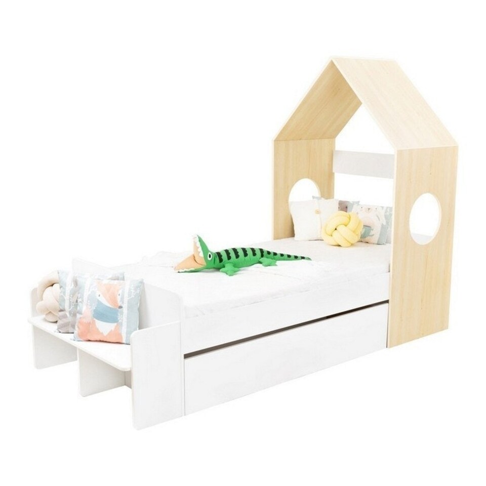 image 1 of Cody 1 Drawer Kid House Bed - L98 x W223 x H159 cm - White/Pine Effect