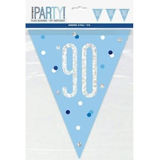 Unique Party Glitz 90th Bunting - Blue/Silver - One Size