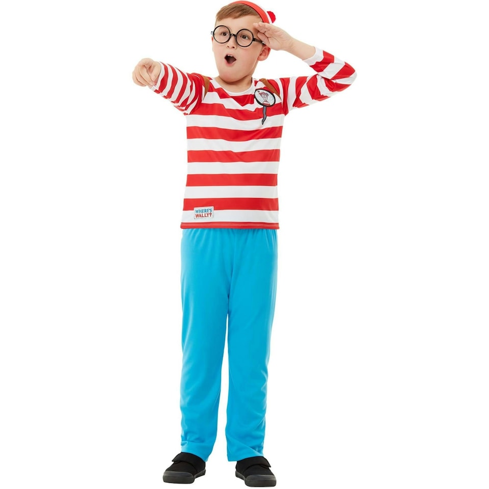 image 1 of Wheres Wally? Boys Deluxe Costume Set - White/Red - 13 Years