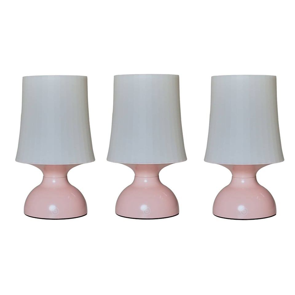 image 1 of ValueLights 3 Pack Wireless Outdoor Battery Operated LED Pink Touch Table Lamps | Pink