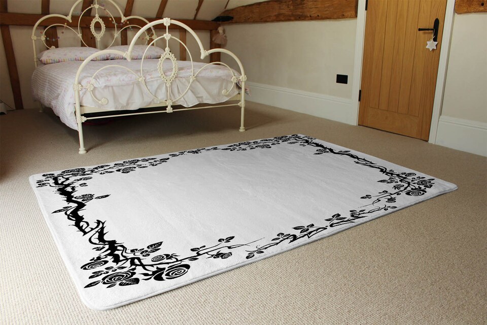 image 1 of Rose & Vine Silhouette Designer Rug | Multi