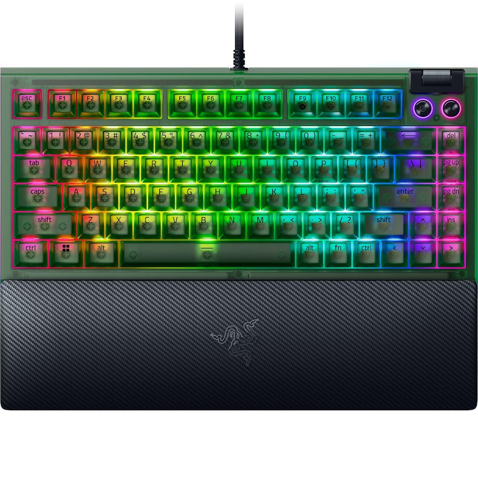 image 1 of BlackWidow V4 75% Phantom Green Editon - Hot-swappable Mechanical Gaming Keyboard (Orange Tactile Switches, media roller with 2 dedicated media buttons) US Layout | Phantom Green