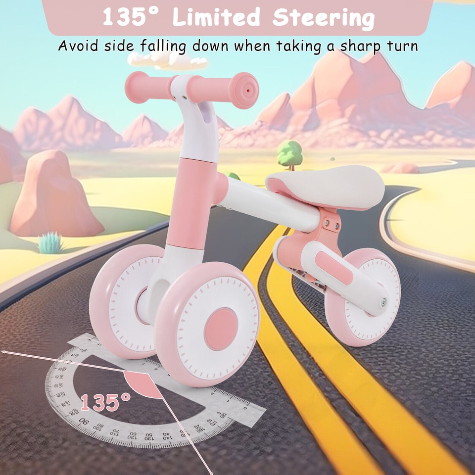 image 1 of COSTWAY Baby Balance Bike Folding Toddler Walker Pink