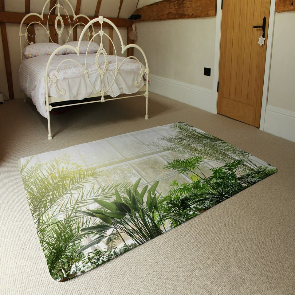 image 1 of Green plants in botanical gardens (Rug) Green | XL
