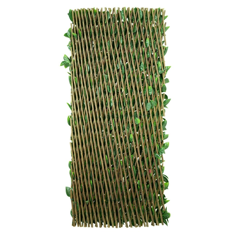 image 1 of Primrose Extendable Artificial Flower Outdoor Screening Trellis Black 1m x 2m