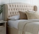 image 4 of 4ft6 Double Velvet Natural ottoman fabric upholstered buttoned storage gas lift up bed frame. Front lift up underbed storeage bed frame