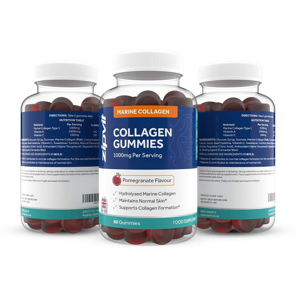 image 1 of Marine Collagen Gummies with Vitamins A & C, Type 1 Hydrolysed Peptides, Supports Healthy Skin