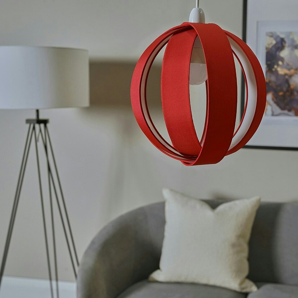 image 1 of ValueLights Red Modern Fabric Globe Ceiling Pendant Light Shade