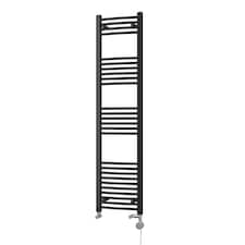 Zennor - Black Dual Fuel Towel Rail H1600mm x W400mm Thermostatic - Curved