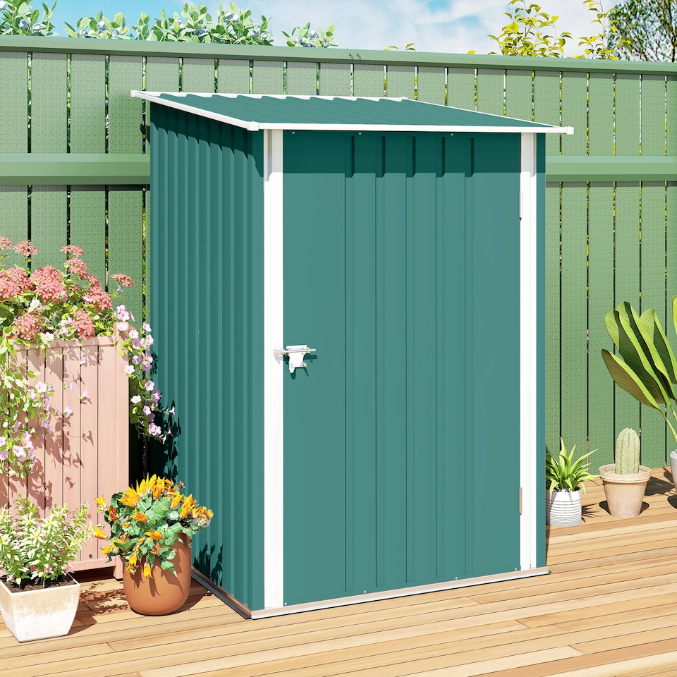 image 1 of Outsunny 3.3ft x 3.4ft Outdoor Storage Shed Steel Garden Shed w/ Lockable Door | Green