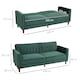 image 3 of HOMCOM Convertible Sofa Bed, 189cm Click Clack 3 Seater Sofa Bed, Button Tufted Velvet Sleeper Couch with Split Reclining Backrest and Rubber Wood Legs, Green