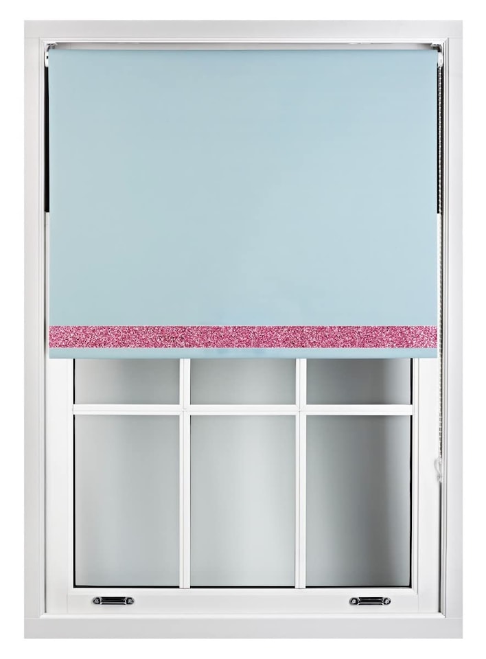 image 1 of FURNISHED Thermal Blackout Roller Blinds with Glitter Edge - (W)110cm x (L)165cm | Blue | Duck Egg Blue | (W) 110cm x (L) 165cm