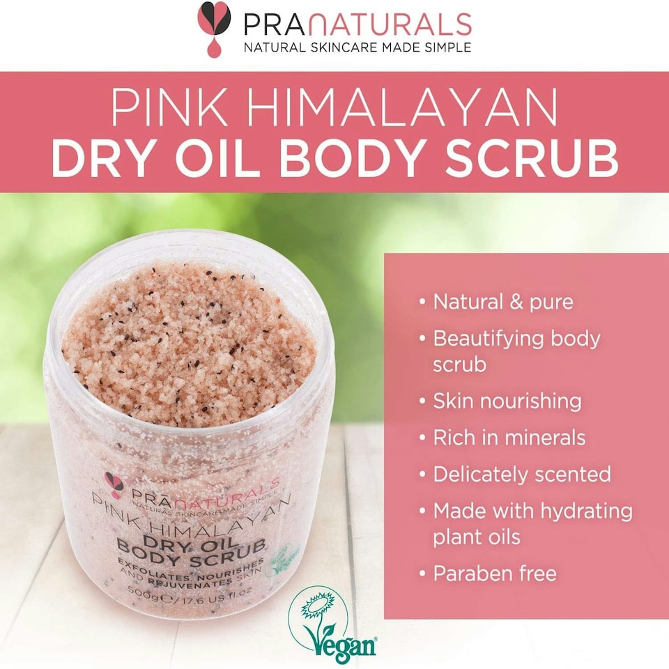 image 1 of PraNaturals Pink Himalayan Dry Oil Body Scrub 500g