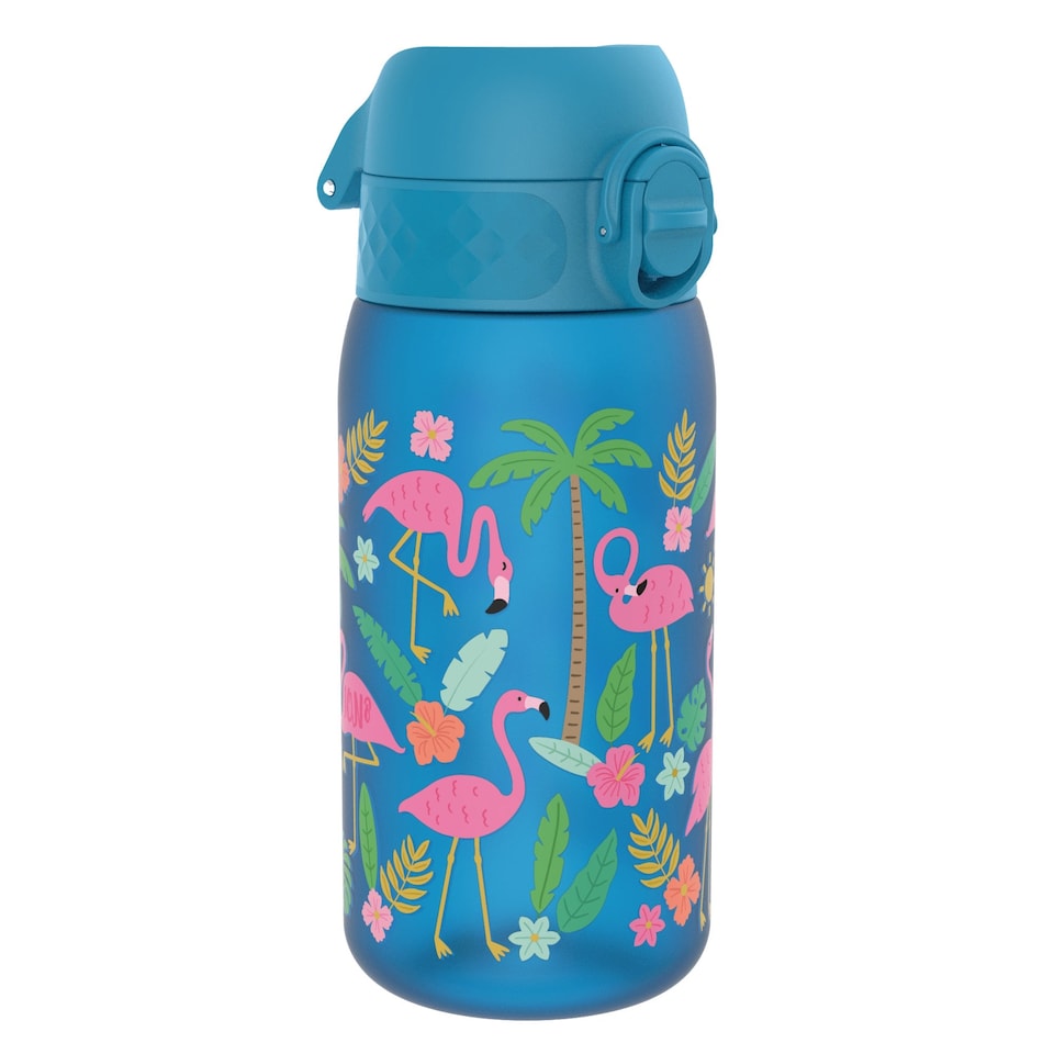 image 1 of Leak Proof Kids Water Bottle, BPA Free, 350ml (12oz) | Blue | Flamingos | One Size