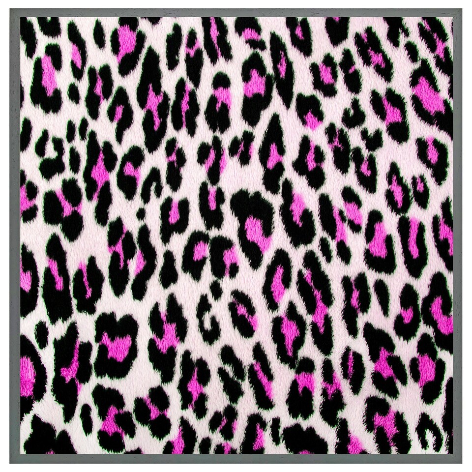 image 1 of Pink fluffy leopard (Picture Frame) White | S