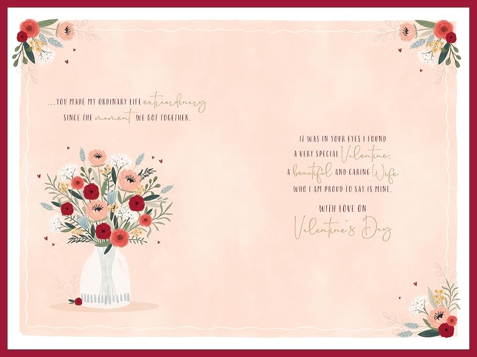 image 1 of Vase Of Flowers Beautiful Wife Valentine's Day Card