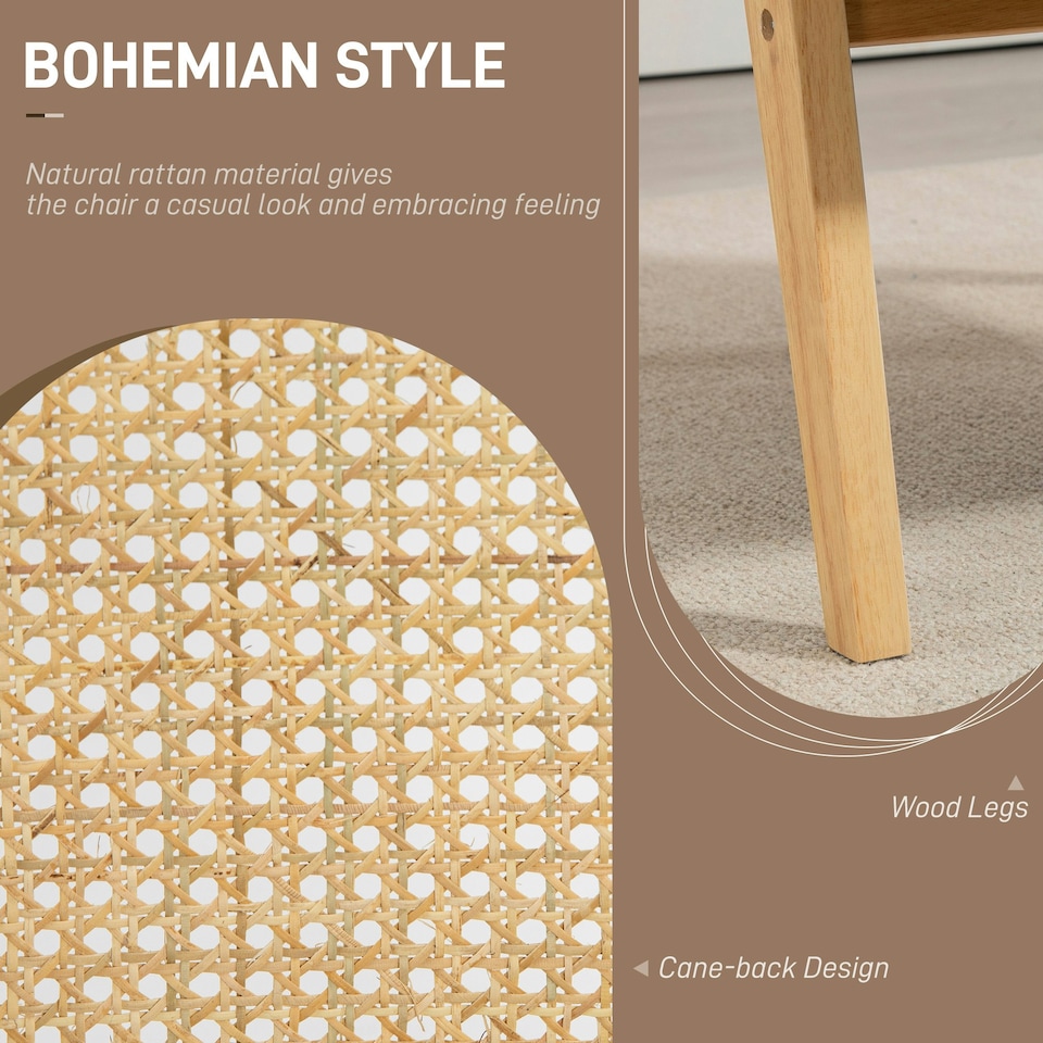 image 1 of HOMCOM Rattan Armchair with Wood Frame Seat Cushion for Living Room Bedroom