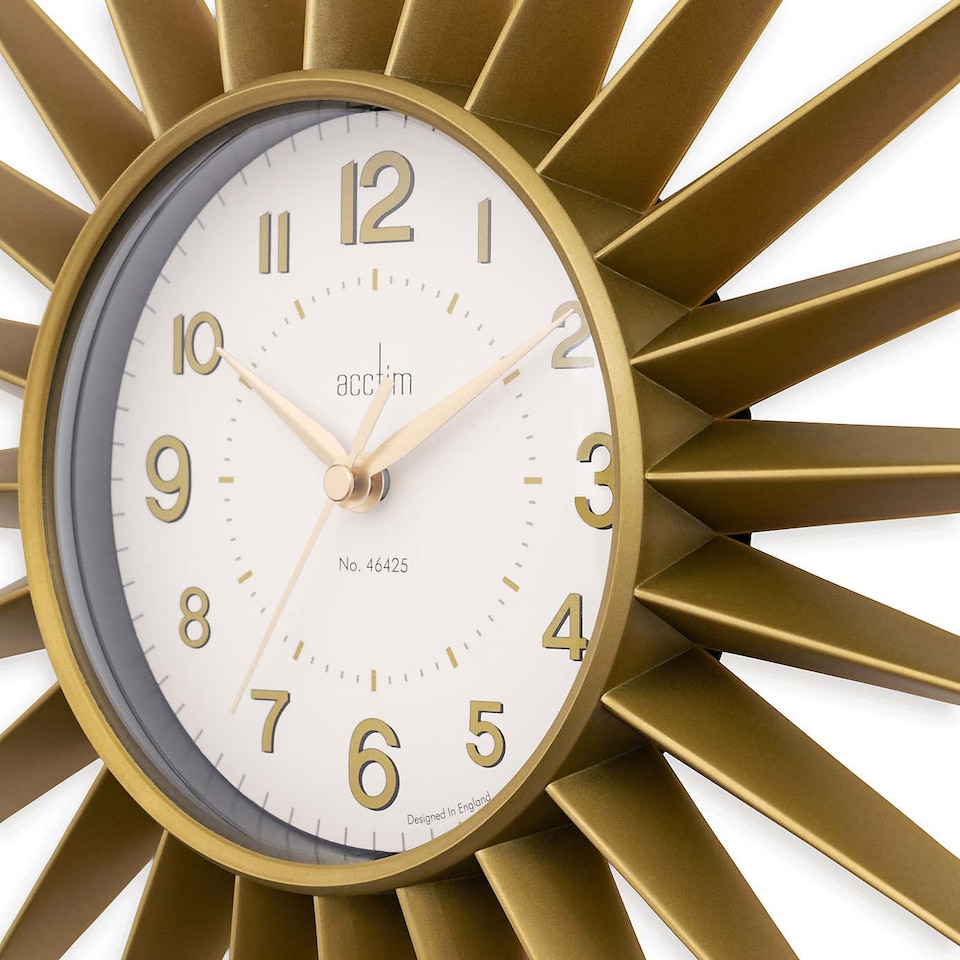 image 1 of Acctim Stella Wall Clock Sunburst StarBurst Quartz Retro Spoke 43cm