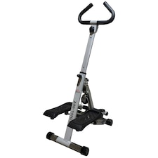 HOMCOM Foldable Stepper Adjustable Step Machine w/ Handlebar LCD Display, White
