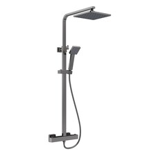 Balterley Empire Square Thermostatic Shower Kit with Fixed Head and Adjustable Handset | Silver | Brushed Pewter | 1