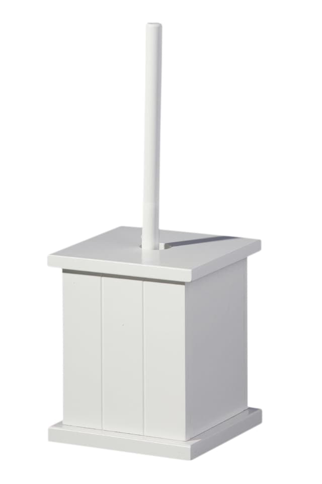 image 1 of Interiors By Premier White Wooden Toilet Brush Holder,Sturdy Loo Brush & Holder Set,Durable Pine Wood,Bathroom Cleaning Accessory | White